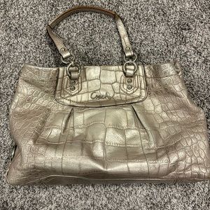 Coach metallic croc purse